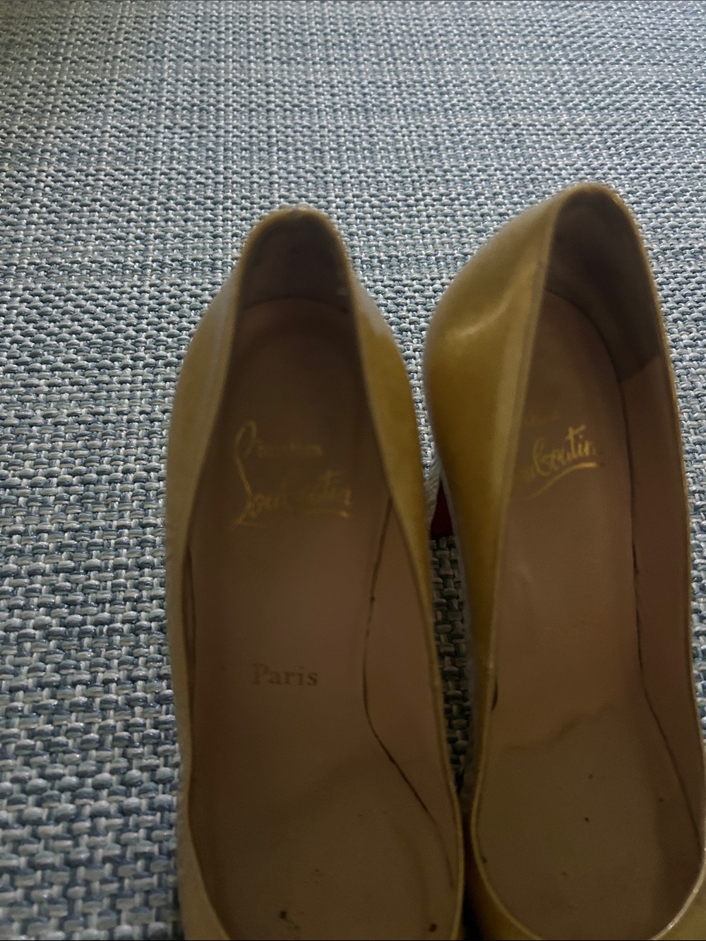 Christian Louboutin Metallic Gold Round-Toe Pumps - Picture 2 of 4